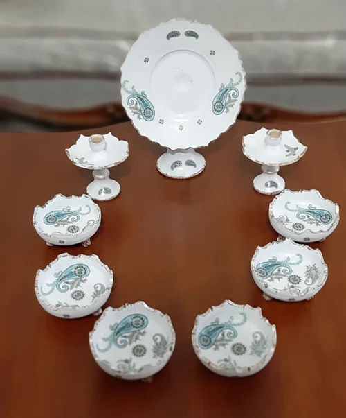 هفت سین سفالی بوته جقه پایه دار